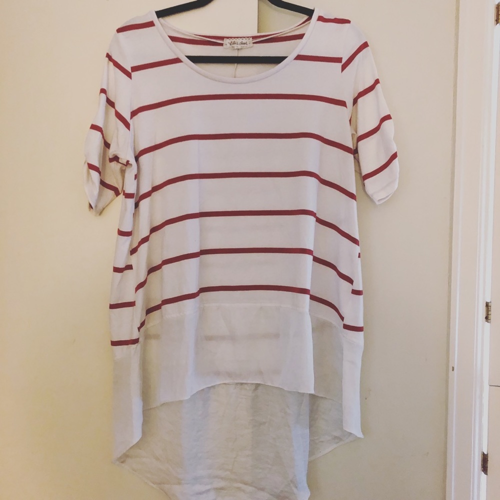 Anthropologie red and white stripped blouse